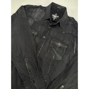Roar Button Down Shirt Mens XL Black Copperhead Road Honky Tonk Saloon W51393